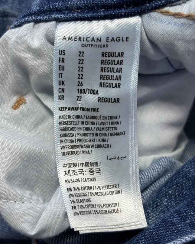 American Eagle Blue Plaid Relaxed Stretch Jeans