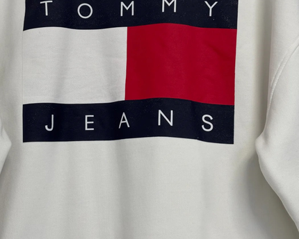 Tommy Jeans White Graphic Logo Crewneck Sweatshirt