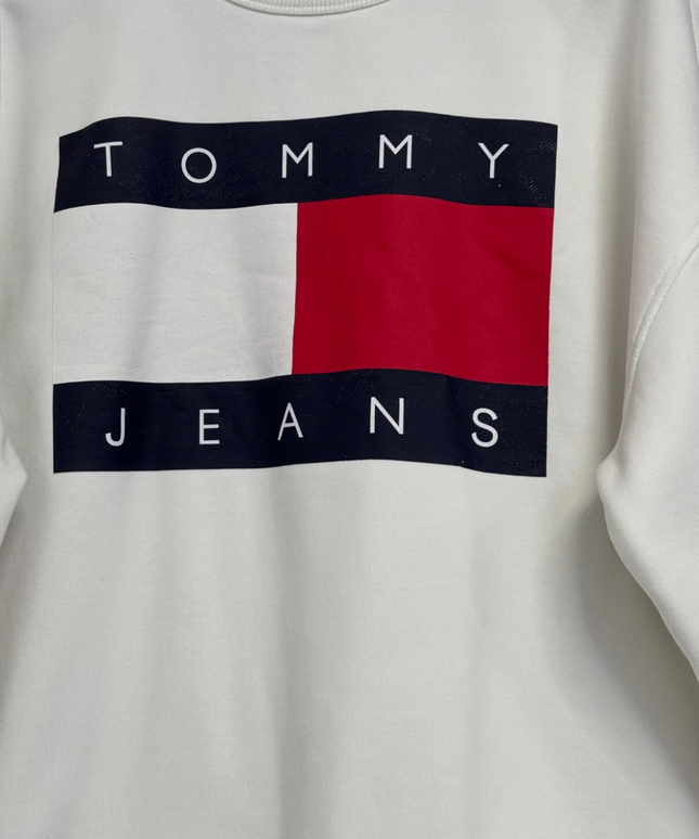 Tommy Jeans White Graphic Logo Crewneck Sweatshirt
