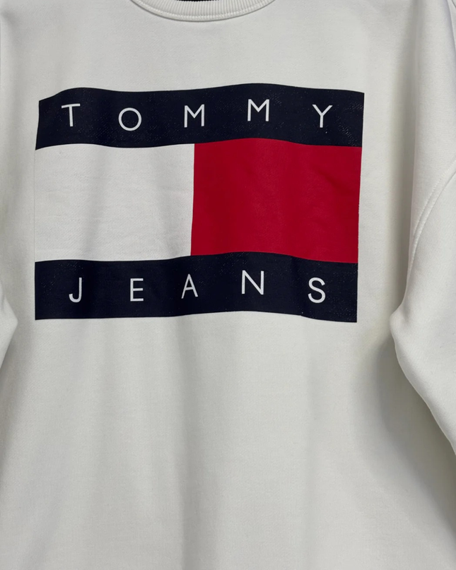 Tommy Jeans White Graphic Logo Crewneck Sweatshirt