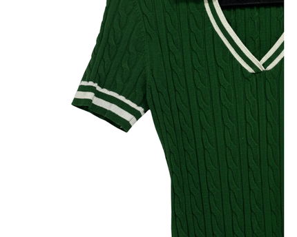 Don't Call Me Jennyfer Green Cable Knit Polo Dress