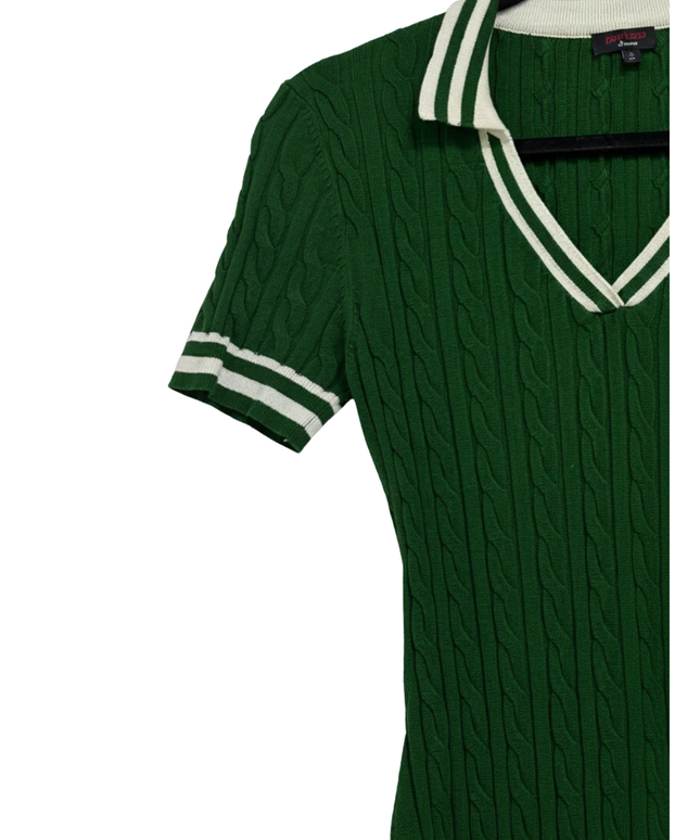 Don't Call Me Jennyfer Green Cable Knit Polo Dress