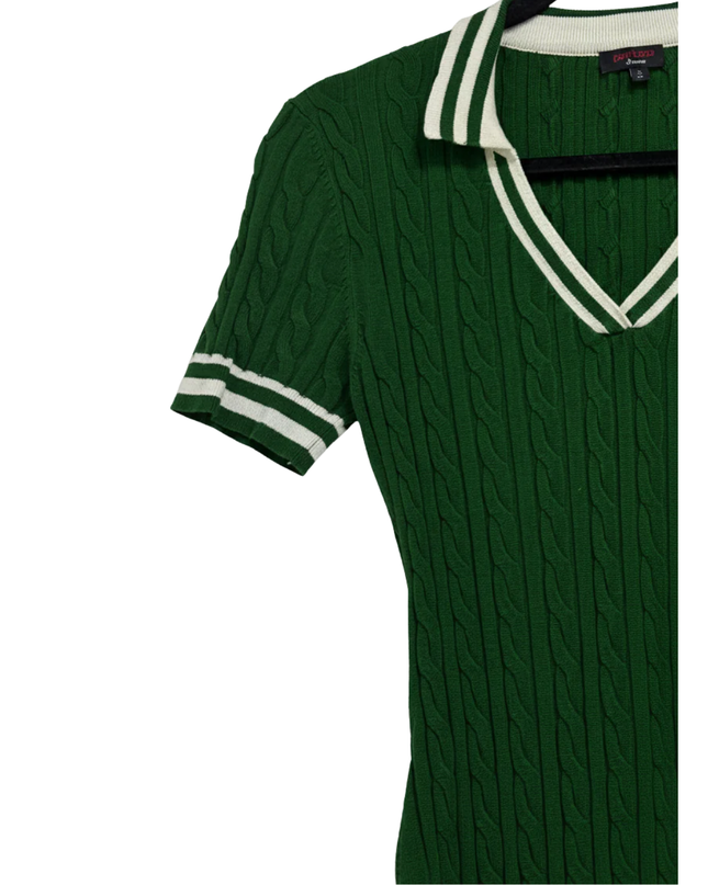 Don't Call Me Jennyfer Green Cable Knit Polo Dress