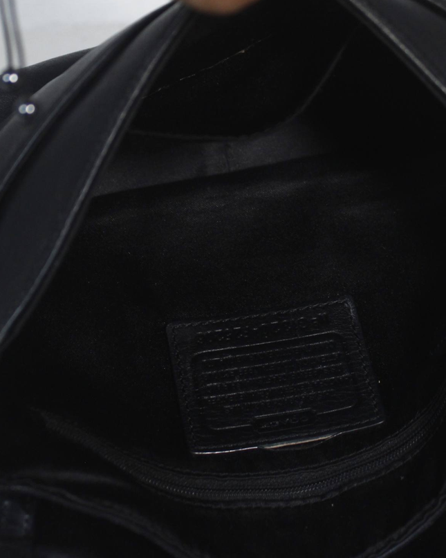 Coach Black Leather Flap Shoulder Crossbody Bag