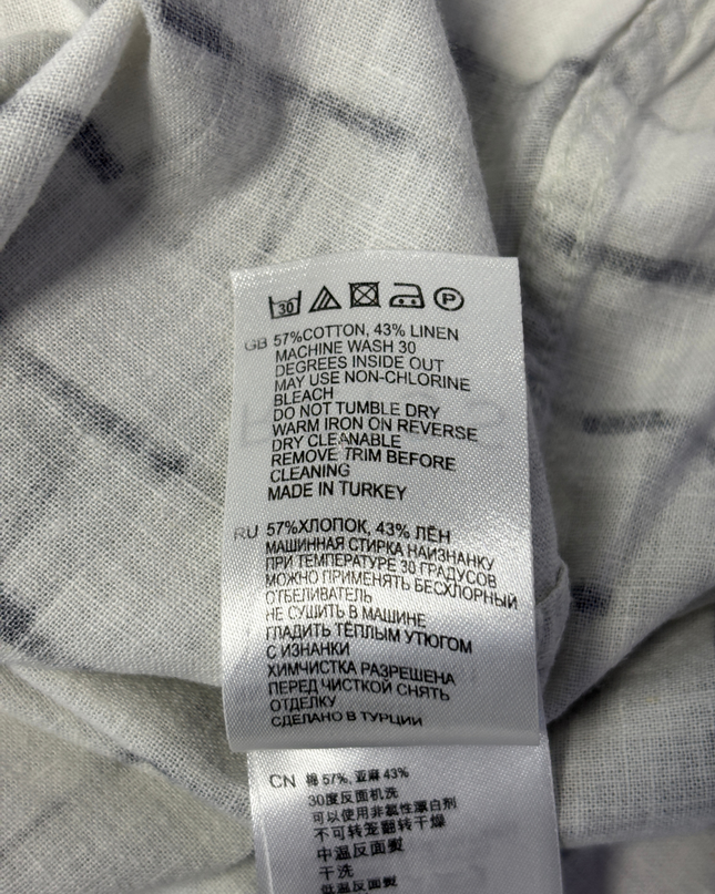 Reiss Black and White Grid Short Sleeve Slim Fit Button-Down Shirt