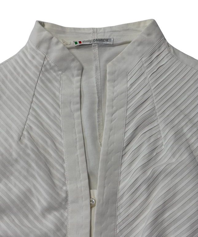 Nara Camicie White Pleated Long Sleeve Blouse