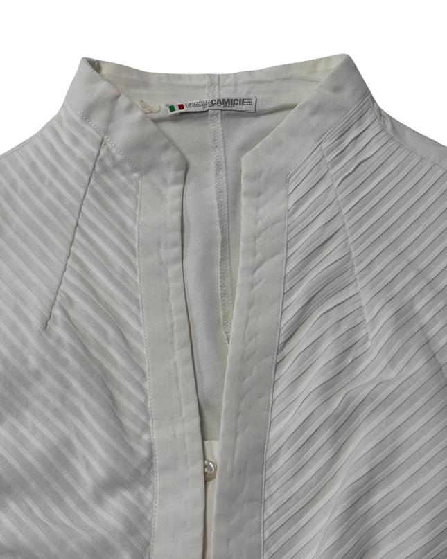 Nara Camicie White Pleated Long Sleeve Blouse