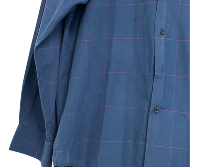 Lacoste Blue Grid Pattern Long-Sleeve Shirt