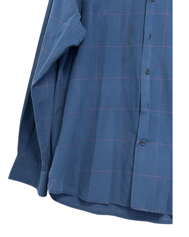 Lacoste Blue Grid Pattern Long-Sleeve Shirt