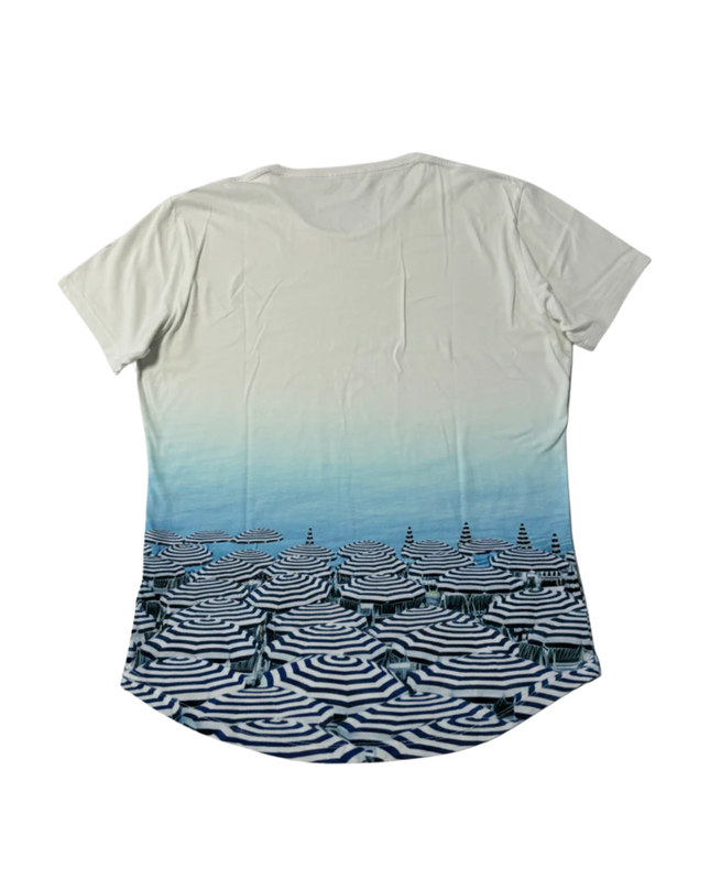 Orlebar Brown White/Blue Photographic Beach Umbrella T-Shirt