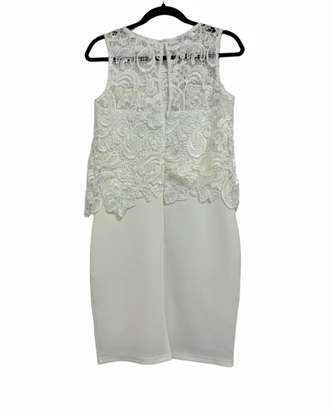 CLUBL White Lace Overlay Bodycon Dress