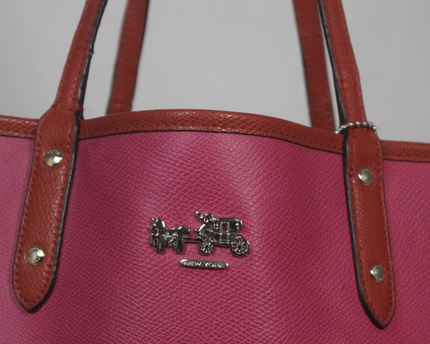 Coach Pink Pebbled Leather City Tote Bag