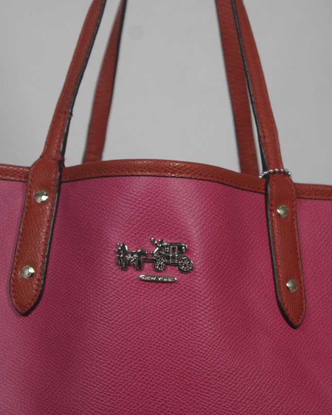 Coach Pink Pebbled Leather City Tote Bag