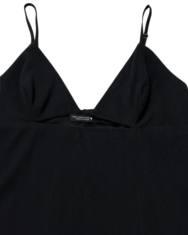 Zara Black V-Neck Maxi Dress with Side Slit