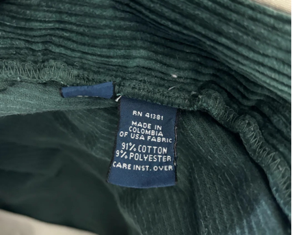 Polo Ralph Lauren Green Andrew Pant Corduroy Pleated Trousers