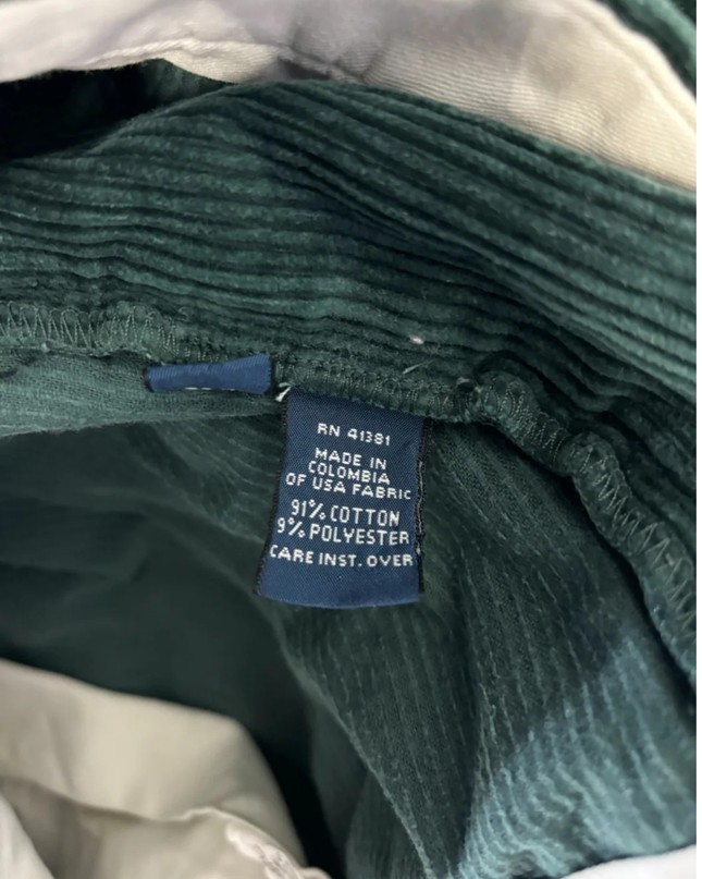 Polo Ralph Lauren Green Andrew Pant Corduroy Pleated Trousers