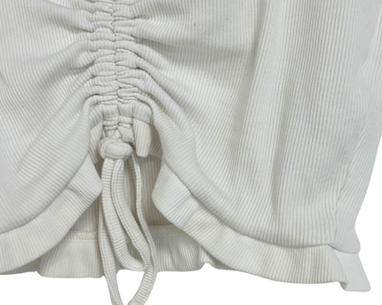 ZARA Drawstring Front Off-White Ribbed Crop Top