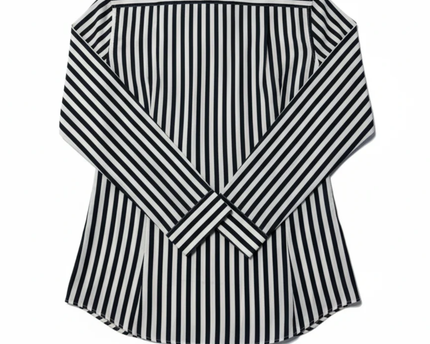 H&M Black/White Striped Slim Fit Long Sleeve Shirt