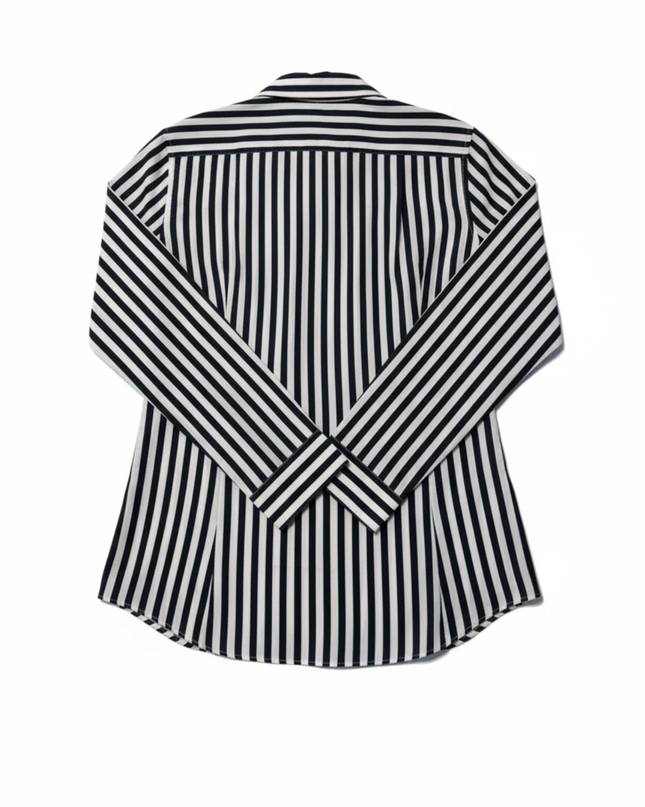 H&M Black/White Striped Slim Fit Long Sleeve Shirt