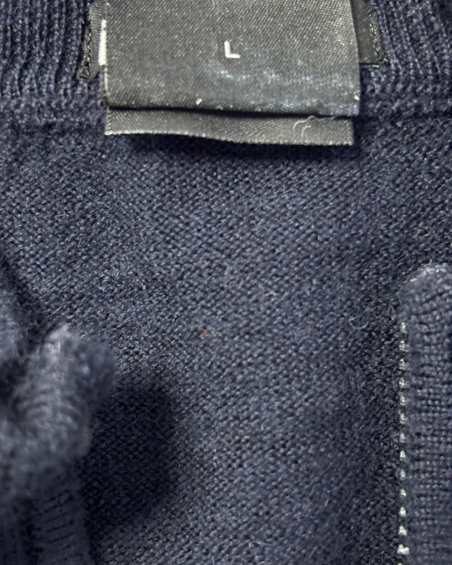 Boss Navy Blue Full-Zip Fine-Knit Cardigan