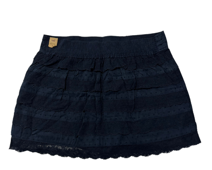 Hollister Navy Blue Tiered Eyelet Lace Mini Skirt