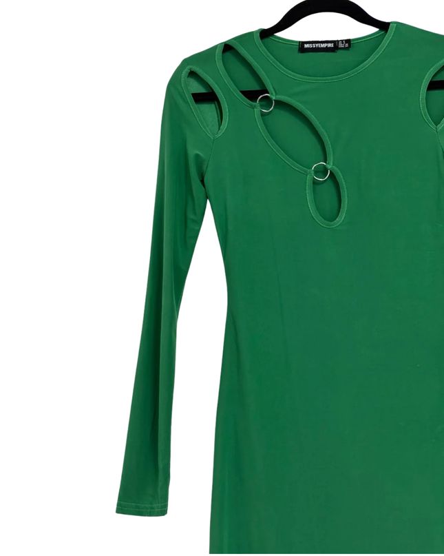 MISSYEMPIRE Green Cut-Out Detail Long Sleeve Mini Dress