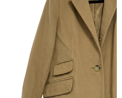 Lauren Ralph Lauren Tan Wool Blend Single-Breasted Coat