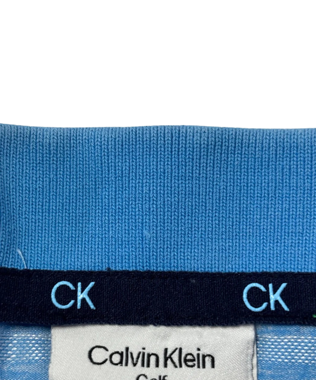 Calvin Klein Golf Blue Micro-Stripe Sports Polo Shirt