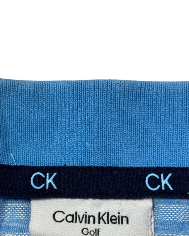 Calvin Klein Golf Blue Micro-Stripe Sports Polo Shirt