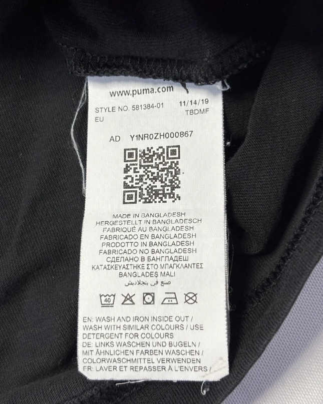 Puma Black Branded Tape Sleeve T-Shirt