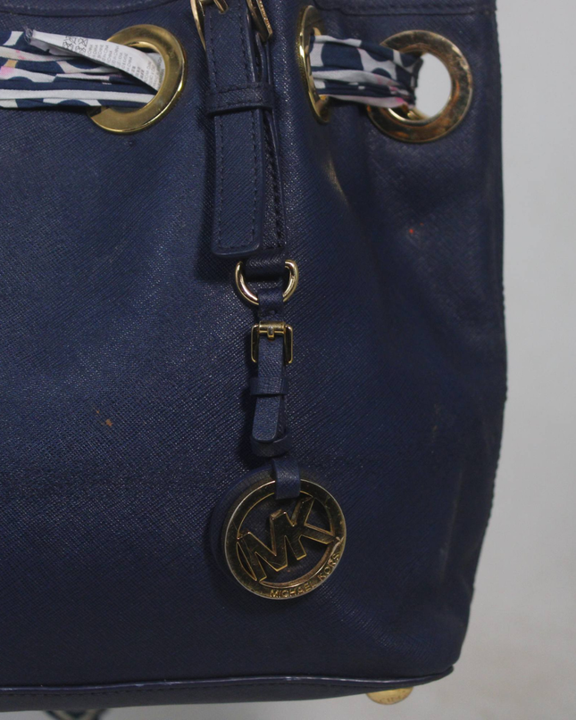 Michael Kors Navy Blue Tote Bag with Scarf Detail