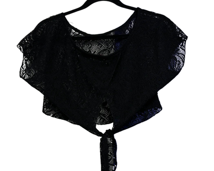 Vivace Black Sheer Lace Tie-Front Cropped Shrug