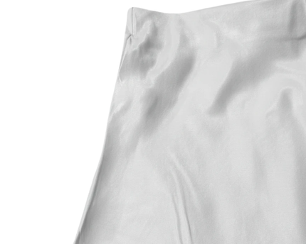 Koton White Satin-Finish Viscose Midi Skirt
