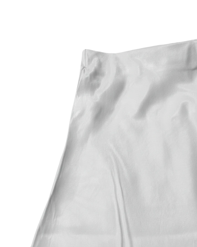 Koton White Satin-Finish Viscose Midi Skirt