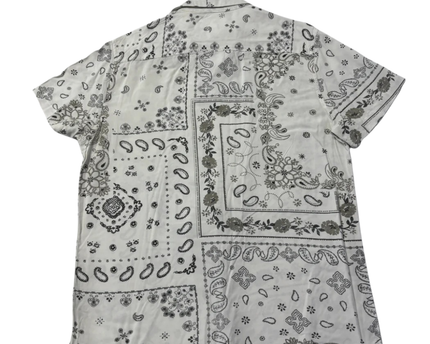 Aeropostale White Bandana Print Short Sleeve Resort Shirt