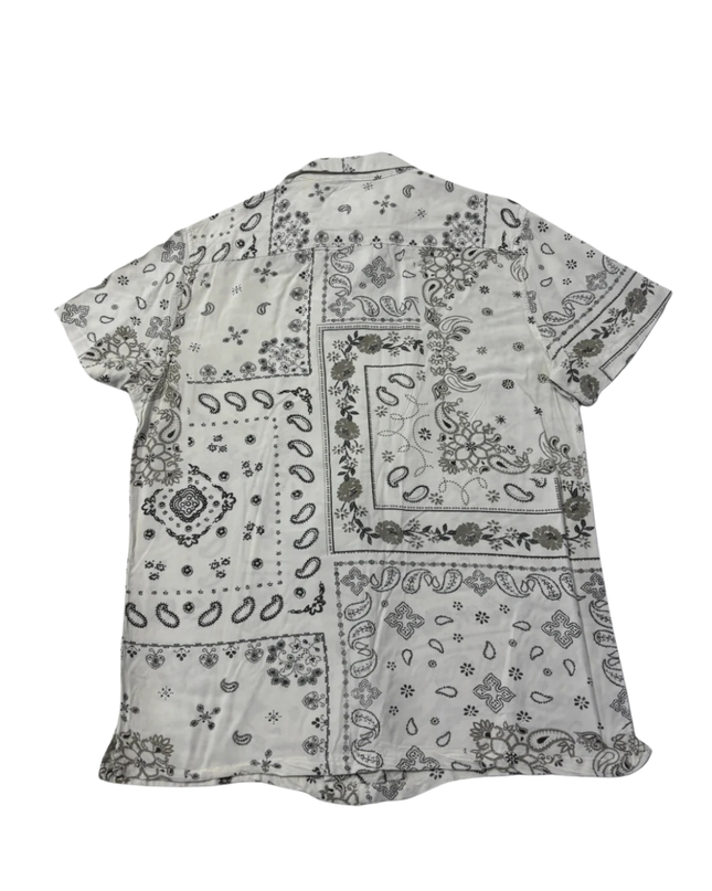 Aeropostale White Bandana Print Short Sleeve Resort Shirt
