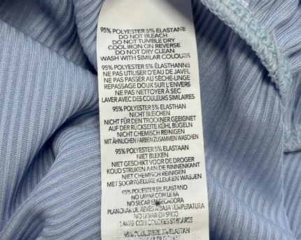 Boohoo Light Blue Ribbed Wrap Ruffle Dress