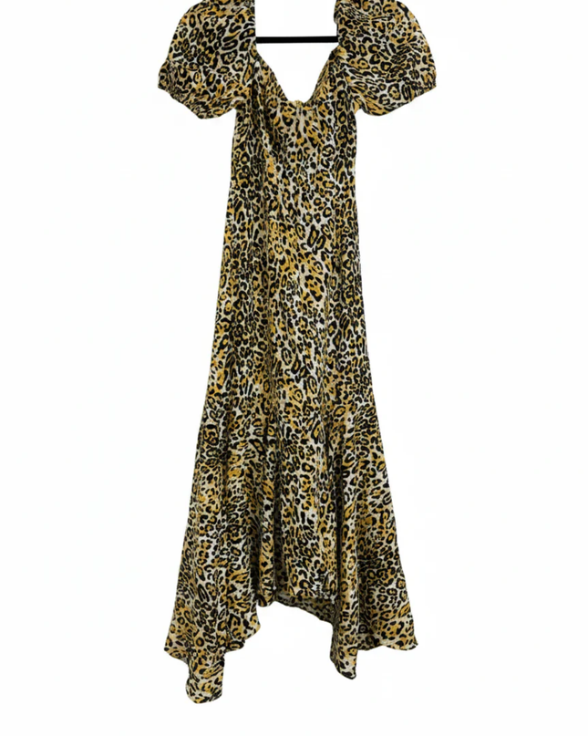 PrettyLittleThing Leopard Print Puff Sleeve Midi Dress