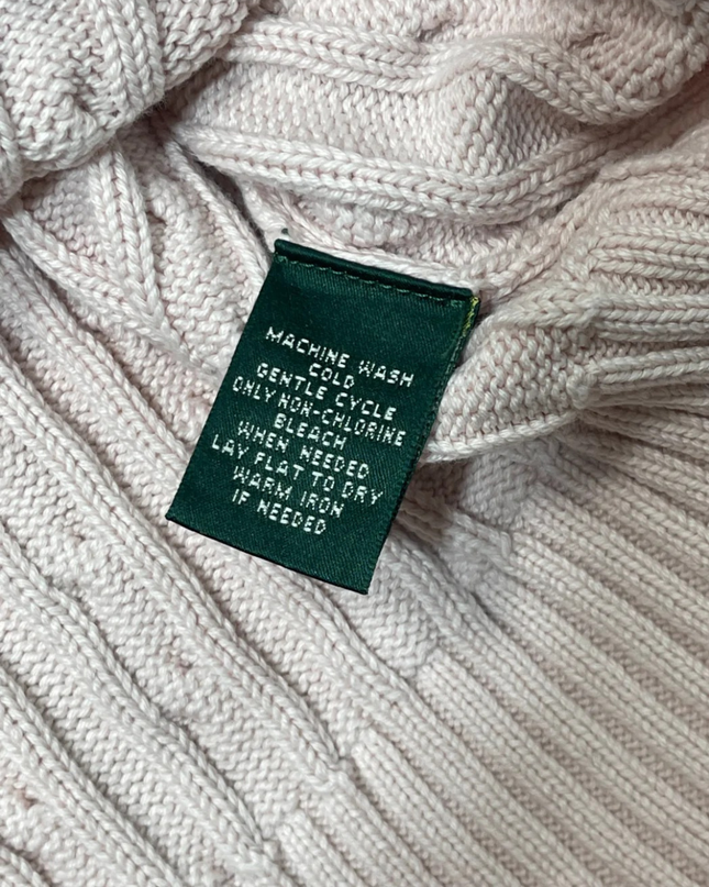 Lauren Ralph Lauren Pink Cable Knit Cotton Sweater