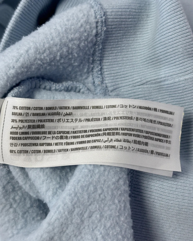 Hollister Light Blue Graphic Hoodie with Sleeve Stripes