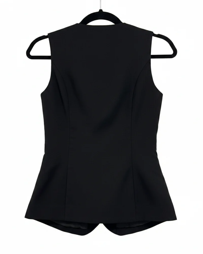 H&M Divided Black Fitted Longline Waistcoat