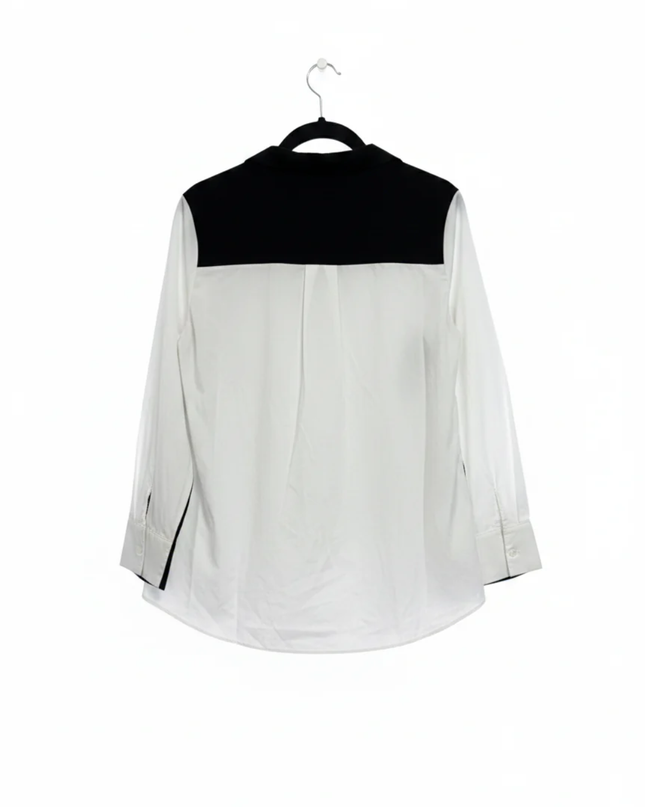 VERO MODA Black and White Mixed-Media Layered Cardigan