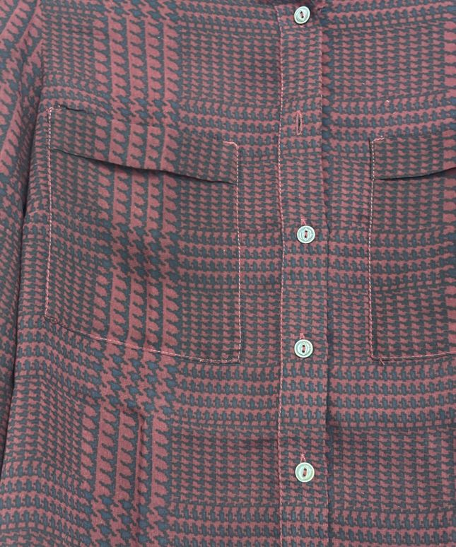 Tommy Hilfiger Maroon Patterned Long Sleeve Button-Down Shirt