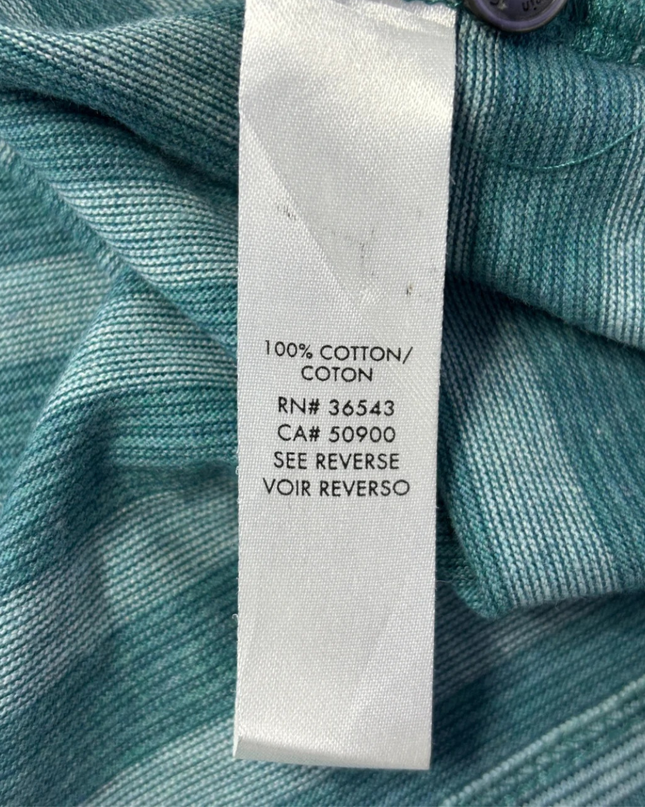 Calvin Klein Teal Striped Liquid Cotton Polo Shirt