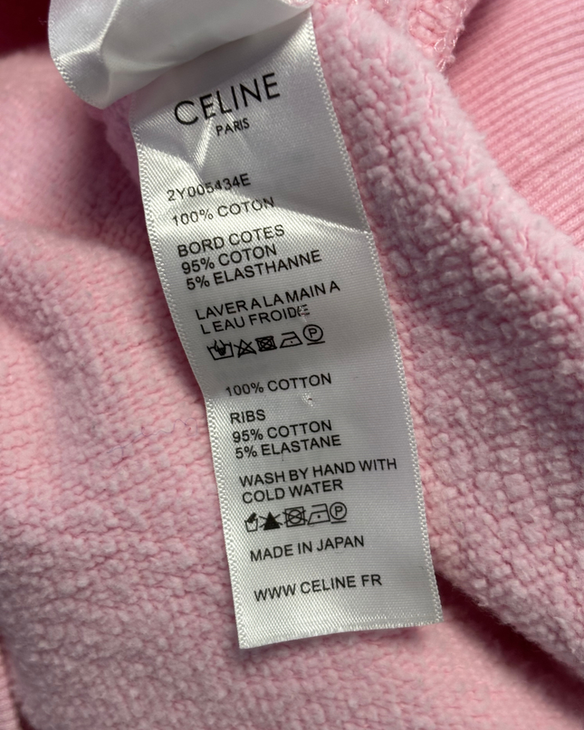 Celine Pink Multi-Color Embroidered Logo Oversized Hoodie