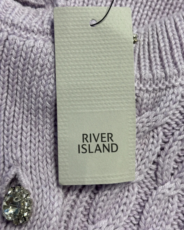 River Island Purple Cable Knit Jewel Button Peplum Cardigan W/Tags