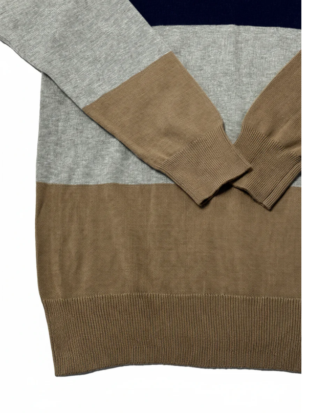 Club Room Tan/Navy/Grey Striped Sweater