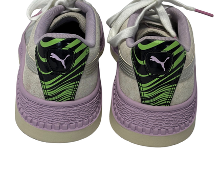Puma Grey and Purple Suede Platform Trace Sneakers