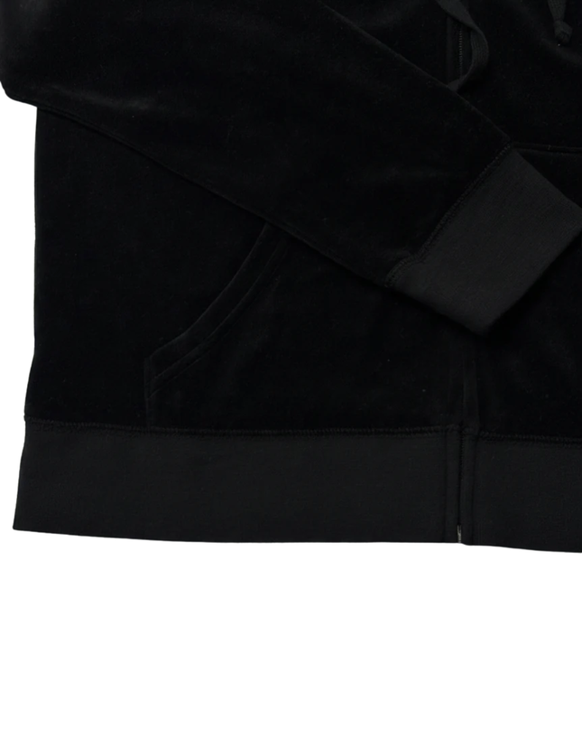 Juicy Couture Black Velour Crystal Heart Zip-Up Hoodie