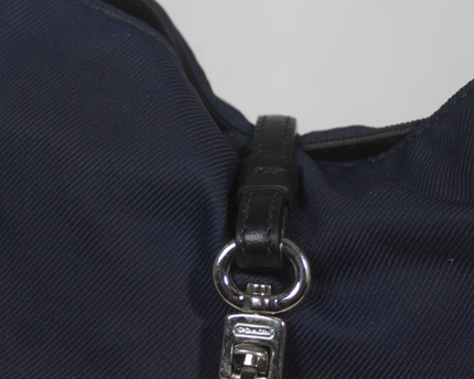 Coach Navy Nylon and Leather Shoulder Bag